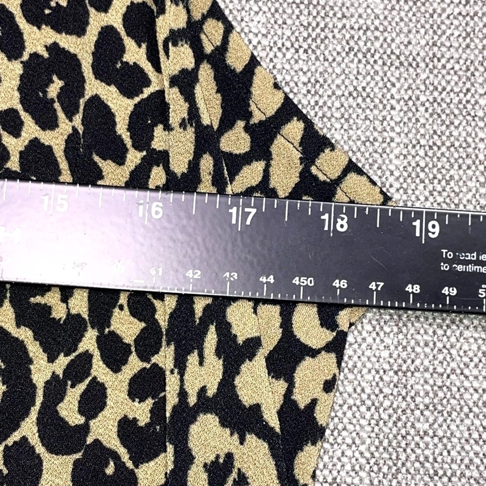 Banana Republic Blouse Top Womens L Black Tan Leopard Print Sleeveless Pleated - Picture 5 of 9